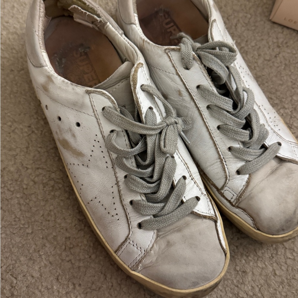 Golden Goose White and Gray Sneakers
